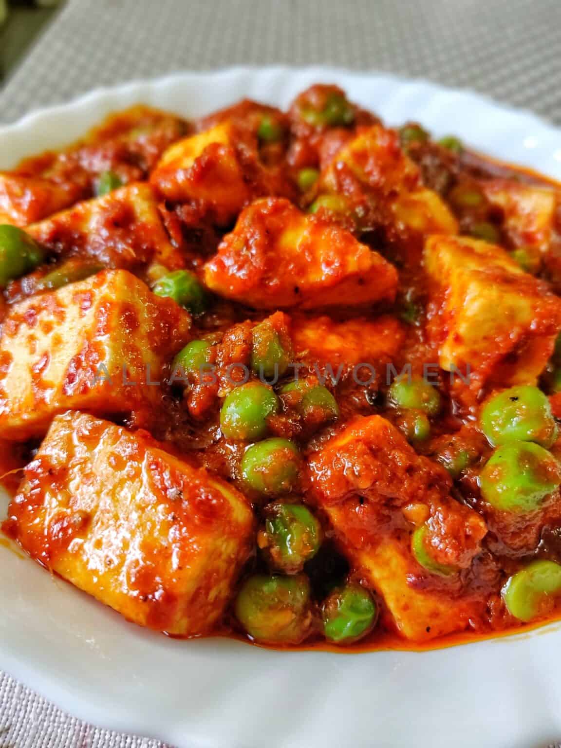 Matar Paneer/Cottage cheese and Green peas curry | SpicenSweet